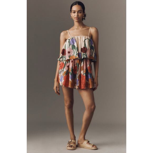 FARM RIO Tiered Floral Mini Dress Size Medium - Picture 2 of 8